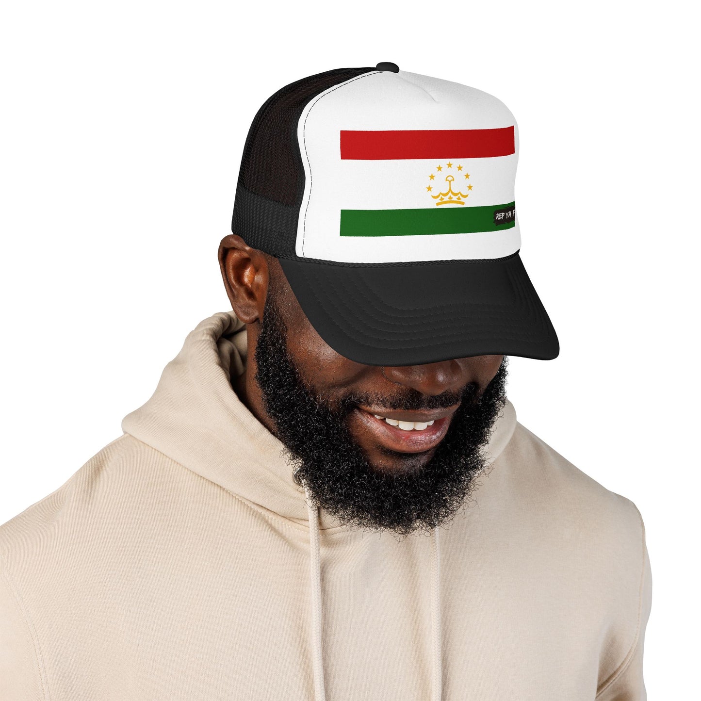 Tajikistan Flag Foam Trucker Hat | Rep Ya Flag design
