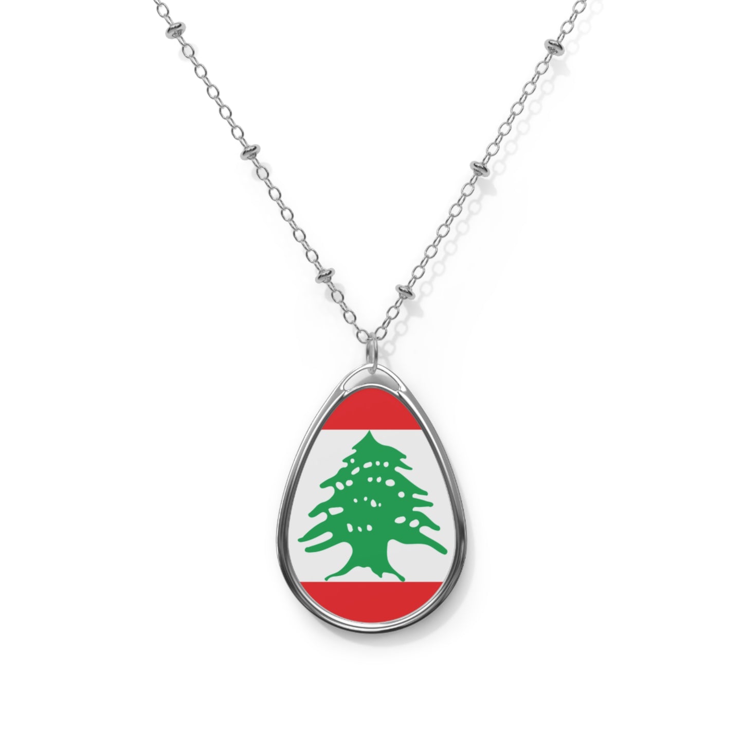 Lebanon Flag Oval Necklace | Lebanese Heritage Pendant | Rep Ya Flag