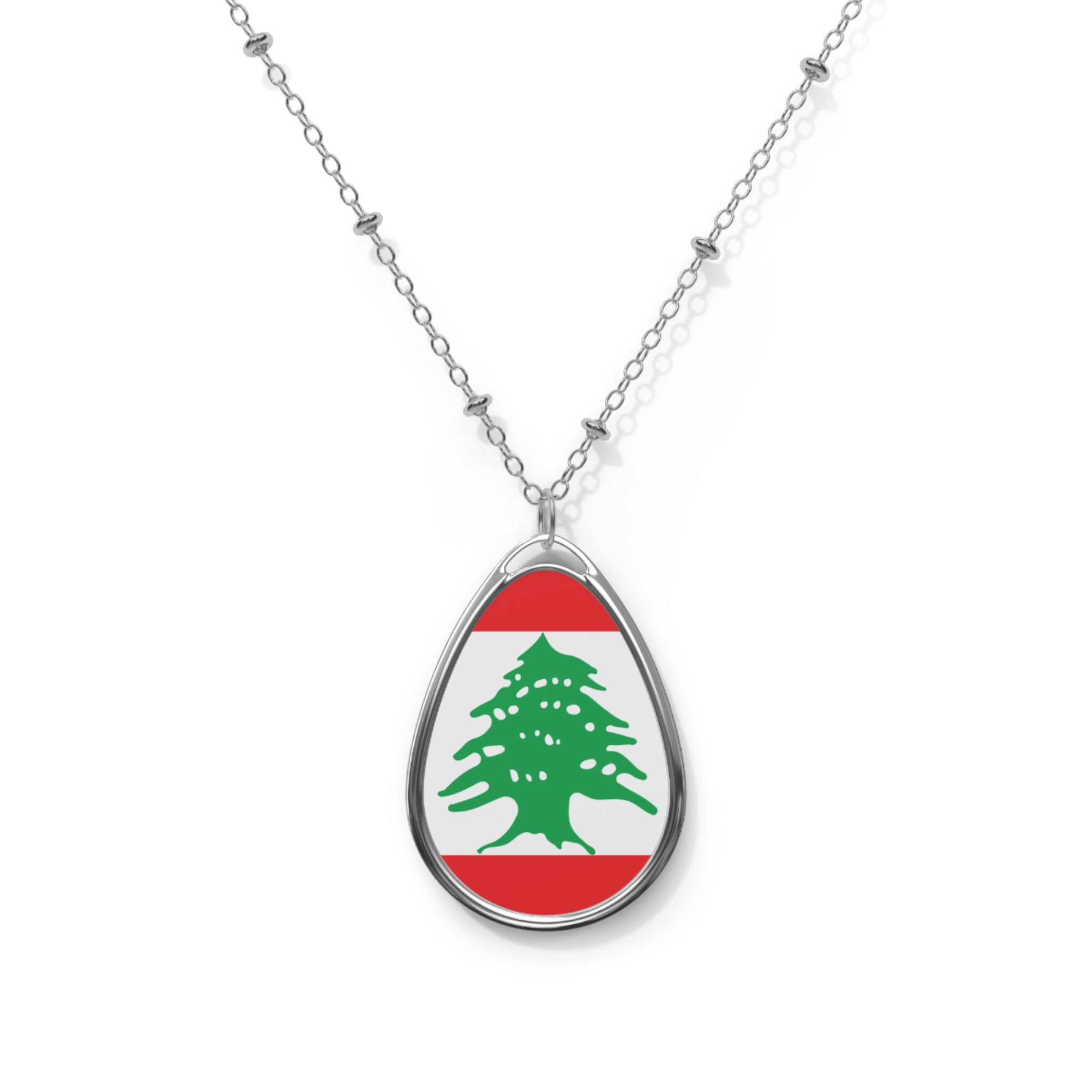 Lebanon Flag Oval Necklace | Lebanese Heritage Pendant | Rep Ya Flag