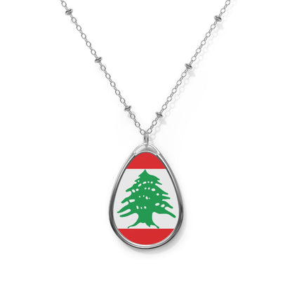 Lebanon Flag Oval Necklace | Lebanese Heritage Pendant | Rep Ya Flag