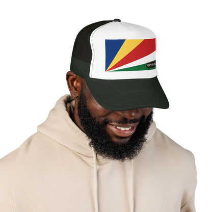Seychelles Flag Foam Trucker Hat | Seychellois Pride Snapback Cap | Rep Ya Flag