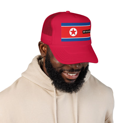 North Korea Flag Foam Trucker Hat | North Korean Pride Snapback Cap | Rep Ya Flag
